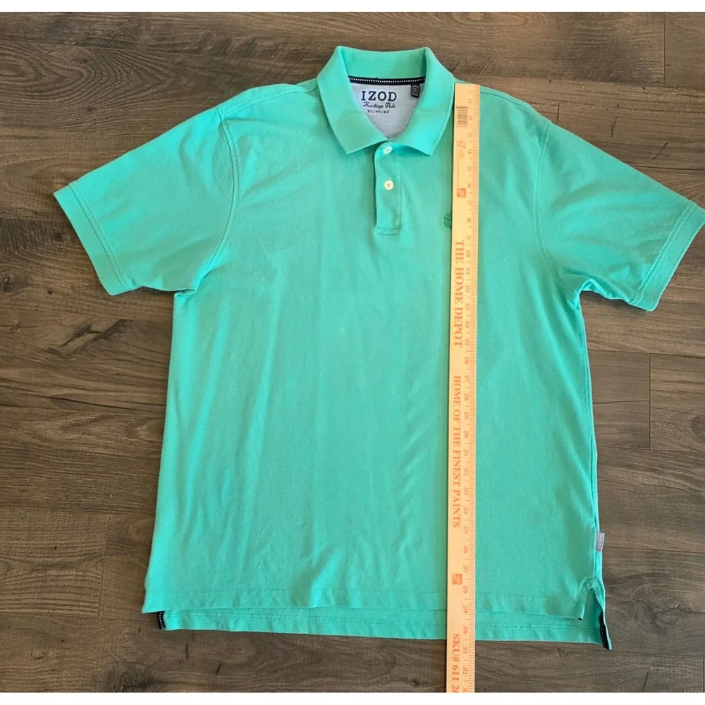 Men's sz XL Izod Heritage Polo‎ Mint Green Short Sleeve 100% Cotton Pique Shirt
